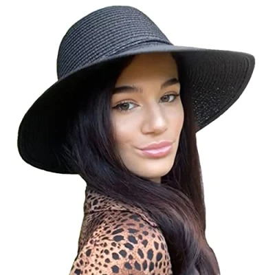 Afbeelding van TOSKATOK® Opvouwbare zonnehoed voor dames, UPF 50+ bescherming met brede rand, zwart.