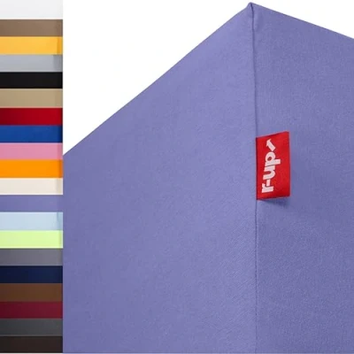 Afbeelding van r up Geschikt voor hoeslakens van 180 x 200 220 tot 35 cm hoogte, vele kleuren, 100% katoen, 130 g/m², Oeko Tex gecertificeerd, stressvrij, ook boxspringbedden (paars)