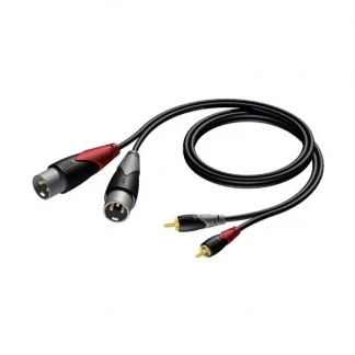 Afbeelding van 2 x XLR naar Tulp kabel (m/m) Procab 3 meter (Gebalanceerd, Stereo, 100% koper)