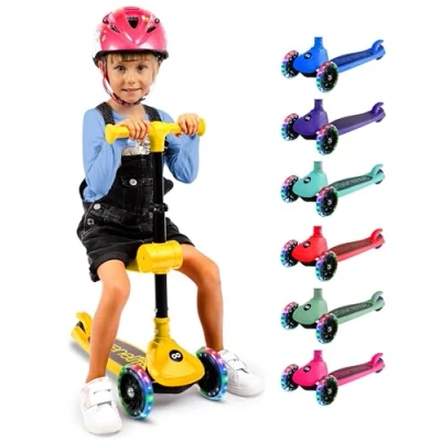 Afbeelding van SereneLife Kinderstep 3 Wiel Step Opvouwbare met Verstelbare Hoogte LED Verlichting Verstelbaar Stuur Antislip Voetplaat voor Jongens en Meisjes
