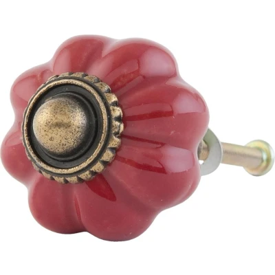 Afbeelding van Kastknop Porcelain Melon Clayre &amp; Eef 6 kleuren Rood