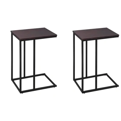 Afbeelding van WOLTU TSG17dc 2 Set van zijtafels voor bank, salontafel, tafelstandaard hout, metaal