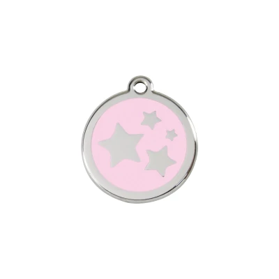 Afbeelding van Star Pink roestvrijstalen hondenpenning small/klein dia. 2 cm RedDingo