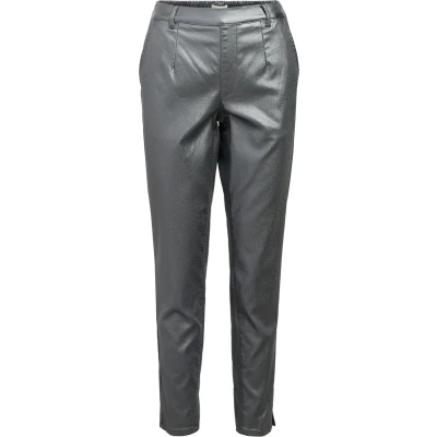 Afbeelding van Object Broek Objbelle Lisa Coated Pant Noos 23034937 Brushed Nickel/glitter Co Dames Maat W36