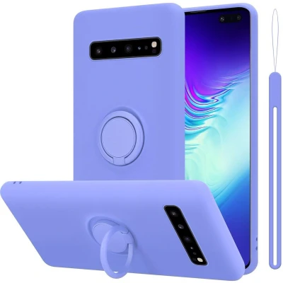 Afbeelding van Cadorabo Hoesje geschikt voor Samsung Galaxy S10 5G in LIQUID LICHT PAARS Beschermhoes van flexibel TPU silicone Case Cover met ring