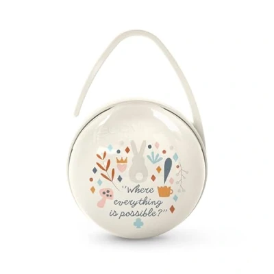 Afbeelding van Suavinex, Duo fopspeendoos met capaciteit voor 2 fopspenen. Fopspeenzakje, fopspeenbox flexibel handvat, fopspeenhouder, baby&#039;s + 0 maanden, beige