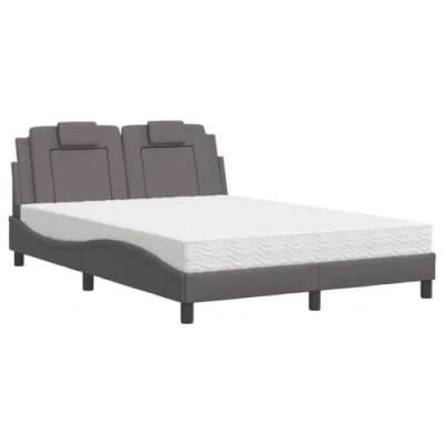 Afbeelding van vidaXL Bed &quot;Viana&quot; met matras kunstleer grijs 140x190 cm