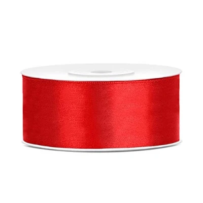 Afbeelding van Satijnen lint van polyester, knoop en geschenkverpakking, 6/12/25/38/50/100 mm x 25 m (afmetingen m, kleur: rood)
