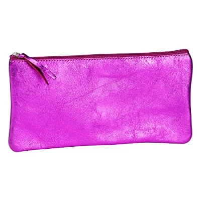 Image de Clairefontaine 8717C Trousse plate en cuir véritable Couleur framboise