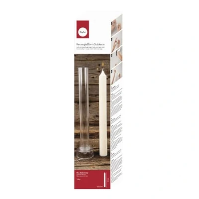 Afbeelding van Rayher Hobby 31642000 cilindrische kaarsvorm met klokpunt, hoogte 27 cm, diameter 2,5 cm