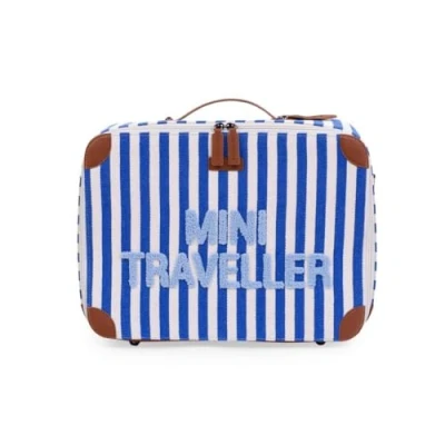 Afbeelding van Childhome Mini Traveller Kinderkoffer Valies Stripes Collection Blauw/Wit