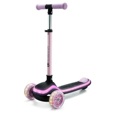 Afbeelding van Kinderkraft RAKET 3 Wiel kinderstep vanaf 2 jaar tot 50 kg Wielen met RGB LED&#039;s Opvouwbaar in seconden Verstelbaar stuur Roze