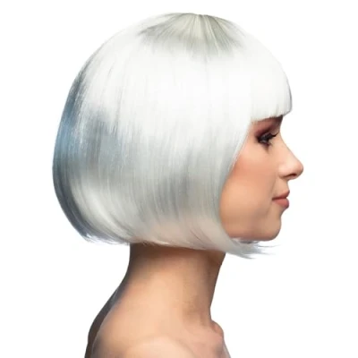Image de perruque coupe cheveux carré frange blanc femme 85887