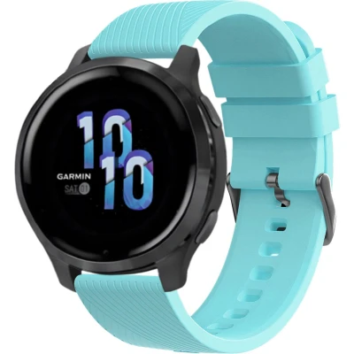 Afbeelding van iMoshion Siliconen 22 mm bandje Geschikt voor Garmin Venu 2 / Fenix 7 Pro 7s 6 Vivoactive 4 Polar Grit X Vantage M2 V2 Lichtblauw