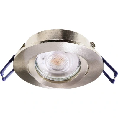 Afbeelding van Samsola plafond inbouwlamp, geborsteld zilver, Ø 8 cm metaal