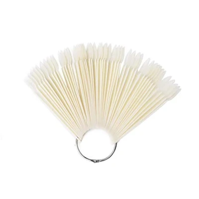 Afbeelding van 50 stuks waaiervormige nageldisplaykaarten, ronde kop nagellak palet, kleur display kaart, trainingsgereedschap, kunstnageltips, bord