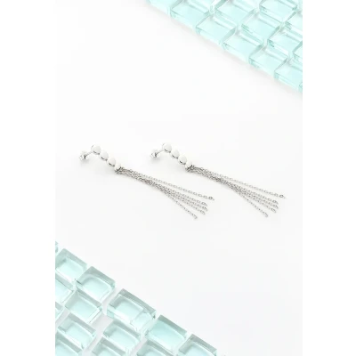 Afbeelding van SOFIA MILANI Damesoorbellen van 925 sterling zilver Dangle oorbellen met kettingpatroon 20873, Metaal, Geen edelsteen