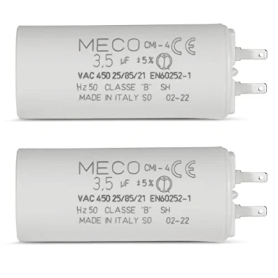 Afbeelding van 2 condensatoren 3,5 µF speciaal voor rolluiken SOMFY motor 10 Nm met kleine kabelschoenen 2,8 mm