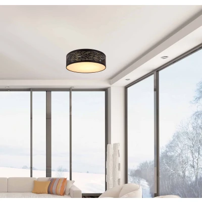 Afbeelding van Globo plafonniere Tunno zwart metaal 38 cm ingebouwde LED module 15342D1