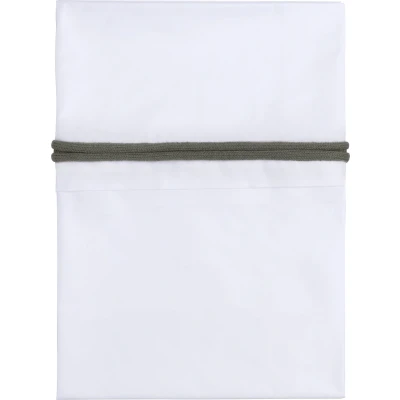 Afbeelding van Baby&#039;s Only Wieglaken gebreide bies Khaki/Wit 80x100 cm 100% egyptisch katoen