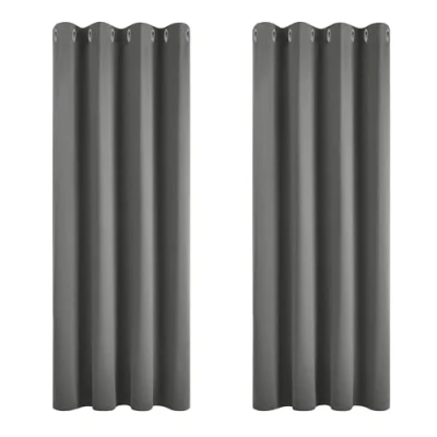 Afbeelding van Deconovo thermo isolerende verduisteringsgordijnen, modern design met oogjes, gordijnen voor slaapkamer en woonkamer, 168 x 229 cm (breedte hoogte), lichtgrijs, 2 stuks