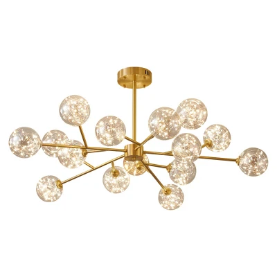 Afbeelding van Dijon Glazen Design Hanglamp, 9 Transparante Bollen, Incl. LED Lichtbron, 85x30cm