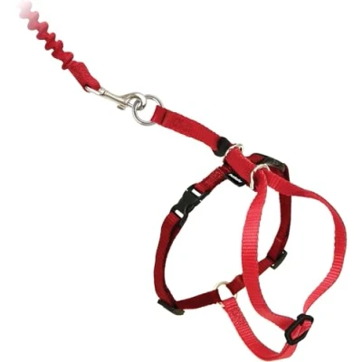 Afbeelding van Petsafe Easy Walk Cat Harness met Bungee Leash Tuigje voor het uitlaten van je kat Rood of Blauw S/M/L Kleur: Rood, Maat: Small 23 28 cm