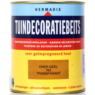 Afbeelding van Hermadix Tuindecoratiebeits Transparant 762 Oker Geel 0,75 liter Tuinbeits