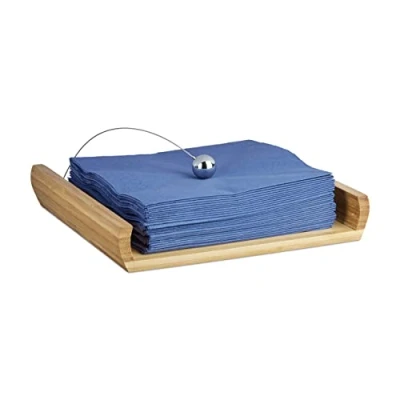 Afbeelding van Relaxdays servethouder bamboe liggend houder servetten servettenhouder 33x33 cm