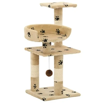 Afbeelding van vidaXL Kattenkrabpaal met sisal krabpalen 65 cm pootafdrukken beige