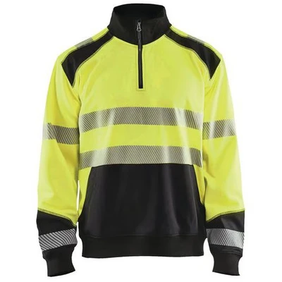 Image de Sweat col camionneur haute visibilité jaune fluorescent/noir