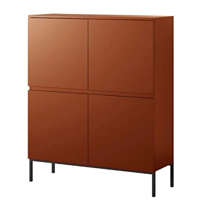 Afbeelding van Selsey Bemmi Hoge Dressoir 100 cm Baksteen met zwarte poten