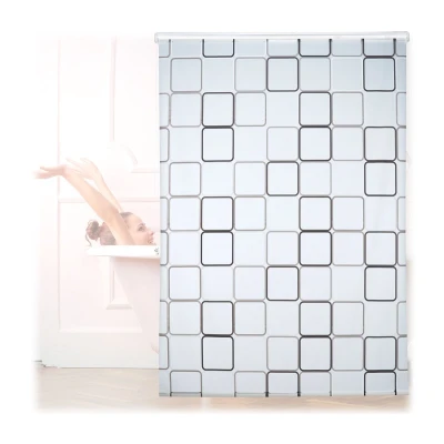 Afbeelding van Relaxdays doucherolgordijn vierkant douchegordijn met rolsysteem retro design 160x240cm