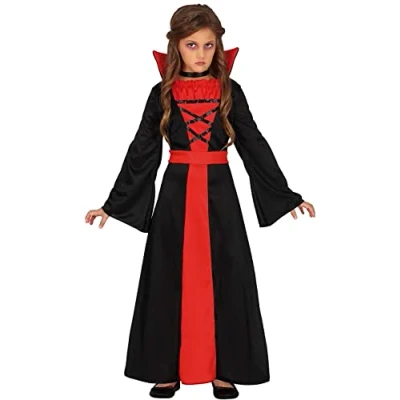 Afbeelding van Guirca Vampier &amp; Dracula Kostuum Sylvania De Bloeddorstige Meisje Rood, Zwart 7 9 jaar Halloween Verkleedkleding