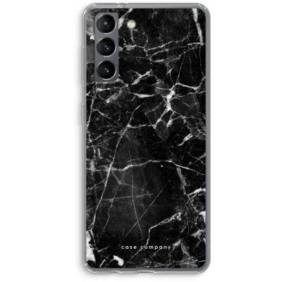 Afbeelding van Case Company® hoesje geschikt voor Samsung Galaxy S21 Zwart Marmer Soft Cover Telefoonhoesje Bescherming aan alle Kanten en Schermrand