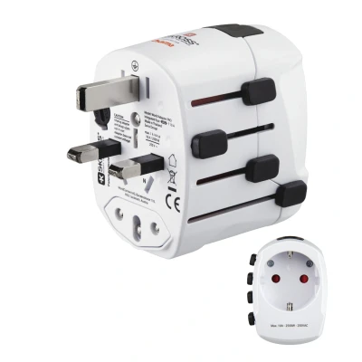 Image de Hama 223471 Adaptateur de voyage mondial Monde à 3 broches Blanc