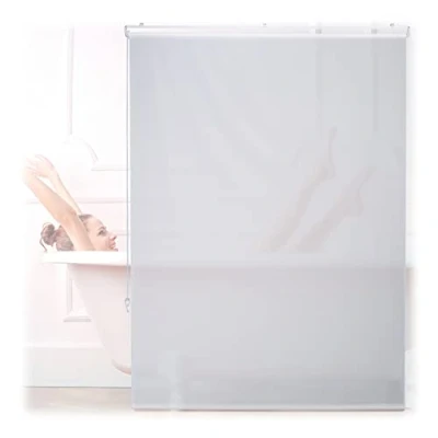 Afbeelding van Relaxdays douche rolgordijn wit douchegordijn gordijn bad &amp; waterafstotend 120x240cm