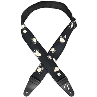 Afbeelding van Fender Floral Strap Black, 2 Gitaarband zwart