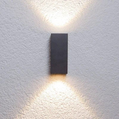 Afbeelding van Lucande LED wandlamp buiten 2lichts aluminium H: 14.5 cm grafiet Inclusief lichtbronnen