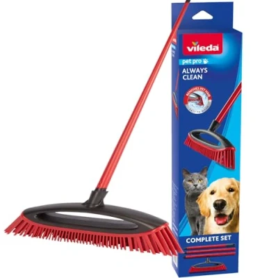 Image de Vileda Pet Pro Always Clean Balai en caoutchouc parfait pour enlever les poils d&#039;animaux, attire et recueille la saleté sûr efficace tous sols, facile à nettoyer