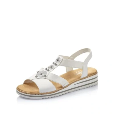 Image de Rieker sandales pour femme V0687, à lanières femme, Blanc 80, 37 EU étroit