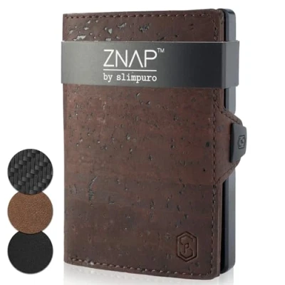Afbeelding van Slimpuro Znap Slim Wallet 8 Pasjes Muntvak 8,9 X 1,5 6,3 cm (Bxhxd) RFID Bescherming Bruin