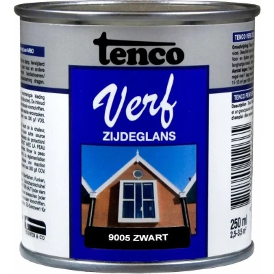 Afbeelding van TencoVerf Dekkend Zijdeglans Zwart RAL 9005 0,25L