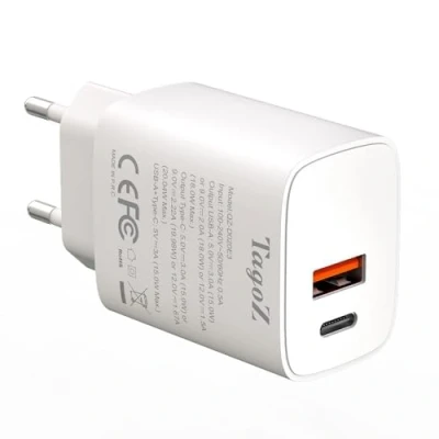 Afbeelding van TagoZ oplader USB C, vermogen 20 W, met dubbele uitgang, compatibel iPhone 16/15/14/13/12/11 Pro/Max/Plus/Mini/SE/X/XR/XS, iPad, Watch, Galaxy, Android en meer