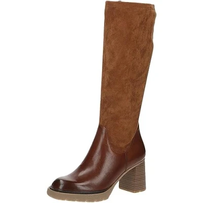 Afbeelding van Caprice Dames 9 25614 41 veterlaarzen met hak voor dames, Kameel kam