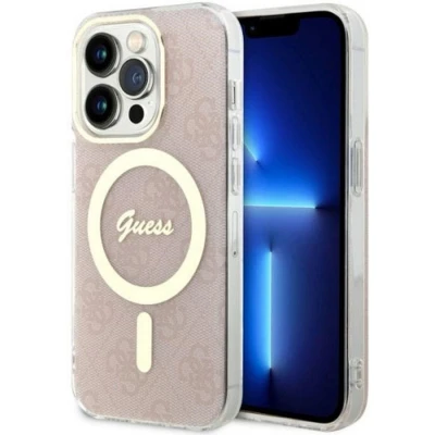 Afbeelding van Guess 4G Back Case (MagSafe Compatible) Geschikt voor Apple iPhone 14 Pro (6.1&quot;) Roze