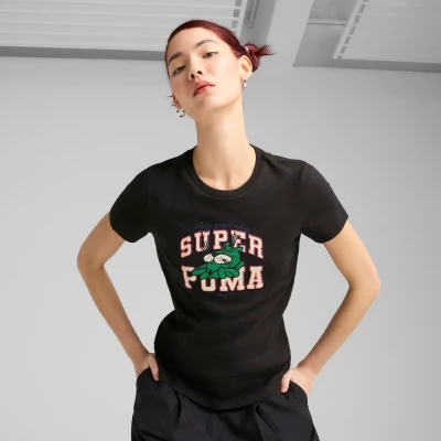 Afbeelding van Puma Super Tshirt print, Dames, Maat: Small, Black