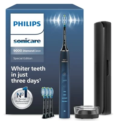 Afbeelding van Philips HX9911/89 Sonicare DiamondClean 9000 Special Edition Elektrische Sonic Tandenborstel, 4 opzetborstels, reisetui Donkerblauw