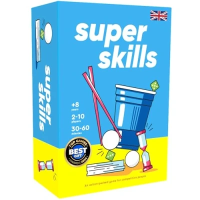 Afbeelding van Super Skills grappig gezelschapsspel voor kinderen en volwassenen perfect cadeau alle leeftijden, jongens meisjes 120 uitdagingskaarten accessoires inbegrepen spel in het Engels