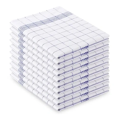 Afbeelding van Vaily Set van 10 rode geruite theedoeken 70 x 45 cm 100% katoen